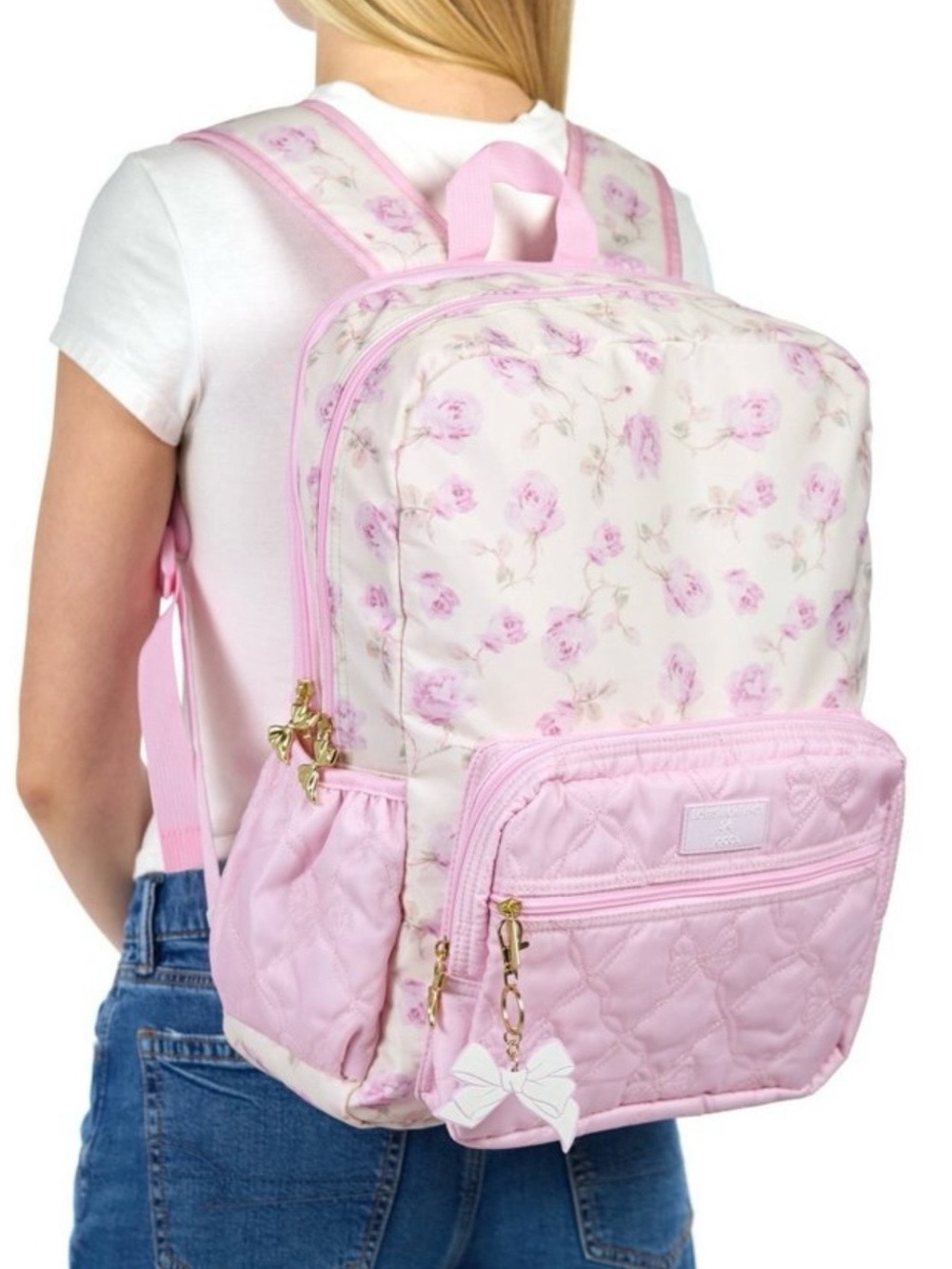 NWT LoveShackFancy x Target Yoobi Ribbon Rosa Backpack Sterling Dusk